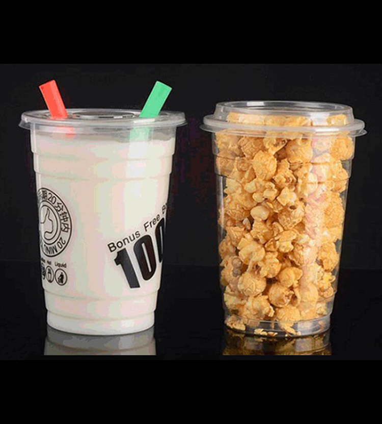 1000ml transparent super large cold drink cup disposable plastic popcorn cup can be customized logo