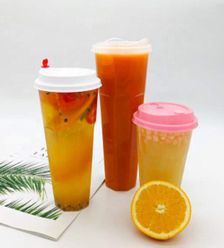 32 oz 1000ml smoothie drink transparent disposable Star anise plastic injection cups with lids