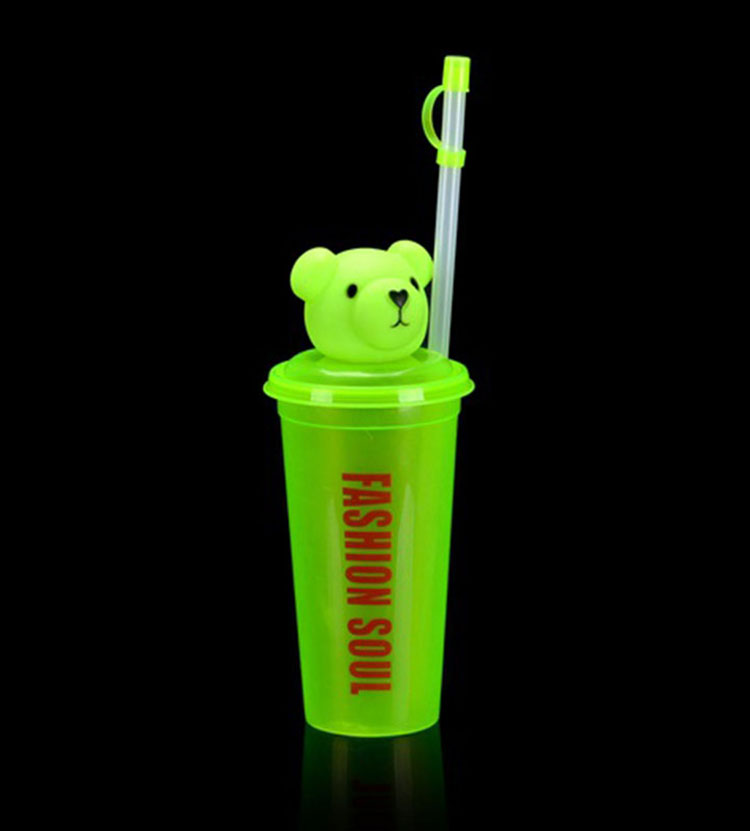 Disposable LED light lighting creative fashion cup cartoon animal cup pet cold drink juice cup
