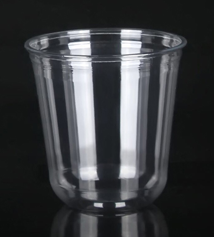 Disposable PET cup 12oz 360ml U-shaped plastic ice cream clod drink cup with lid