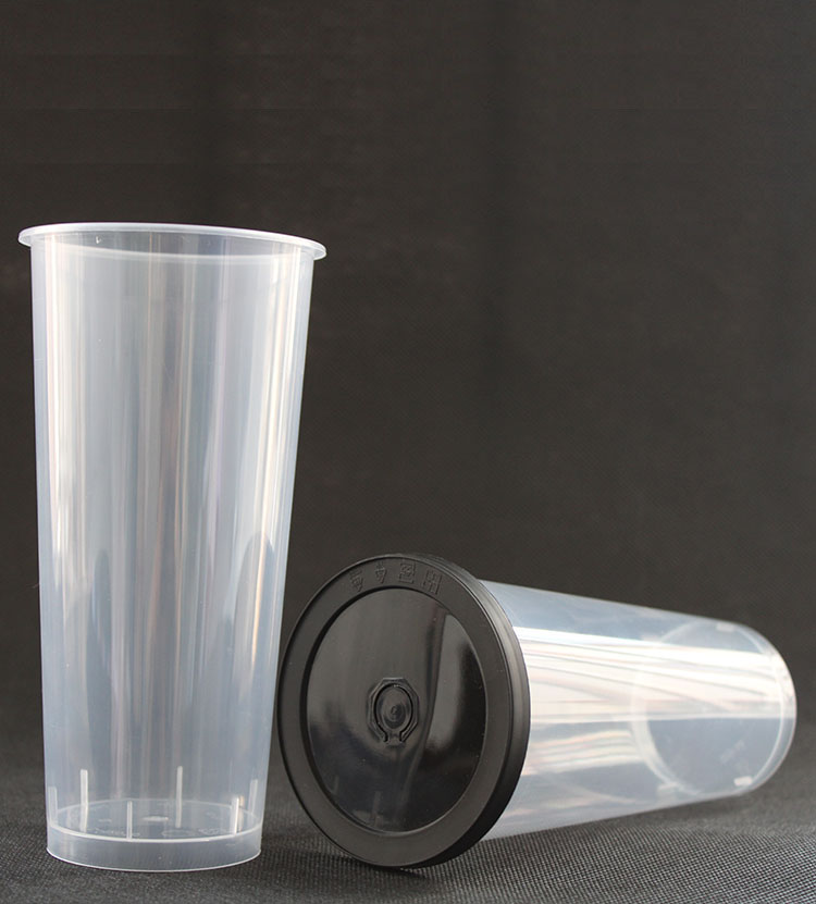 High 16oz 500ml 80 caliber pp disposable juice and bubble tea plastic cup with lids
