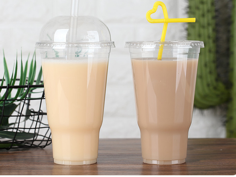 32 oz transparent PET cold drink large capacity plastic cups with lids