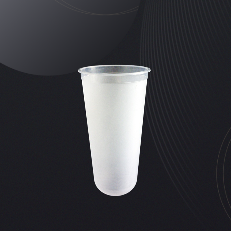 24 oz U-shape Boba tea frosted injection cups with lids
