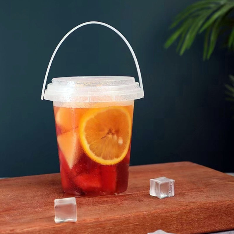 1L bubble tea bucket cups 32 oz disposable PP injection thickened portable fruit tea bucket cup