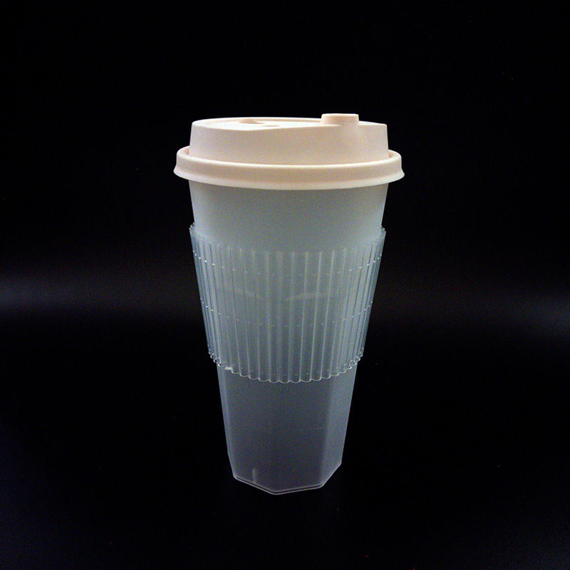Disposable plastic cup sleeve