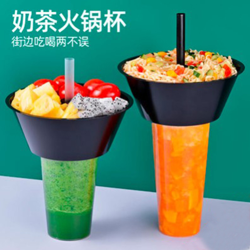 Take away fast food plate disposable plastic cup, 600ml milk tea hot pot Cup