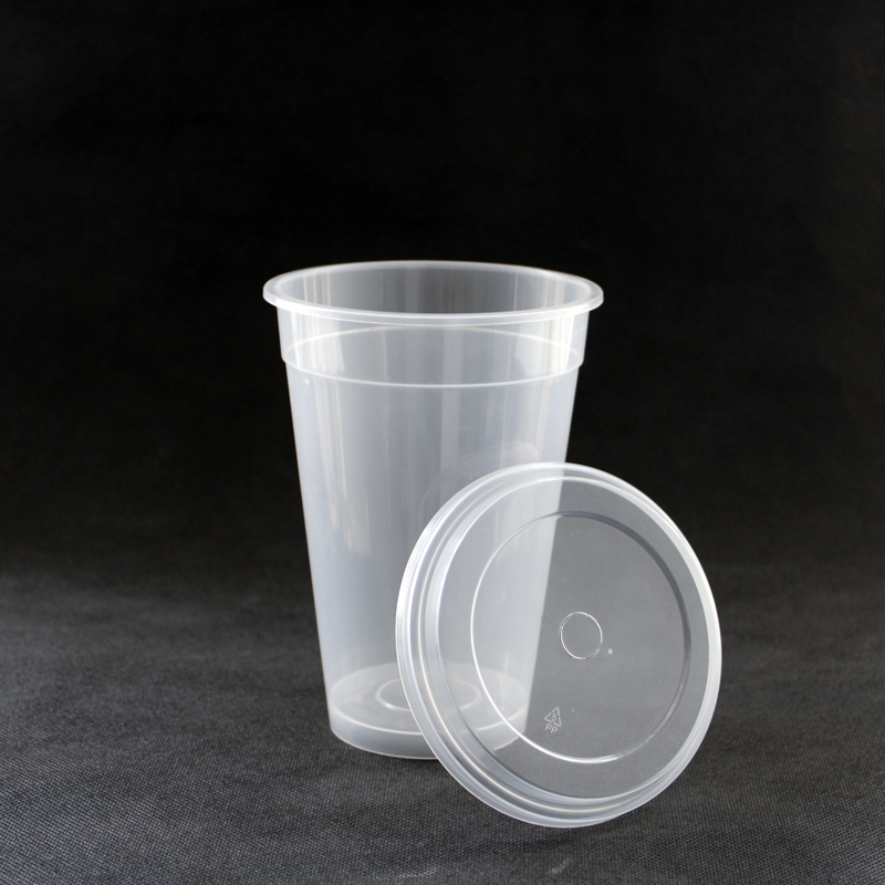 Large capacity clear 32 oz PP injection molded plastic cups with lids