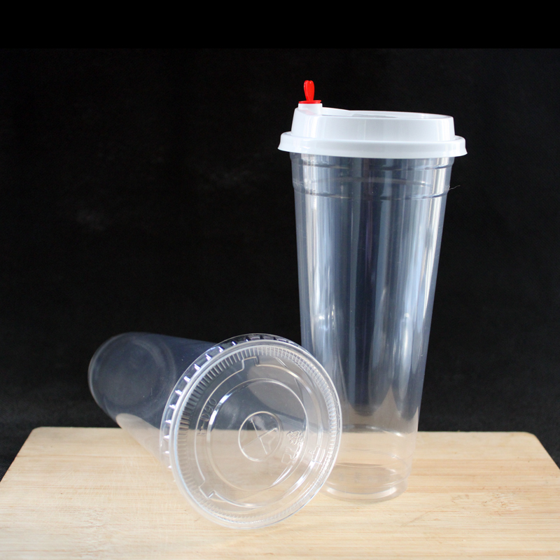20 oz smoothie clear pet disposable plastic cups with lids