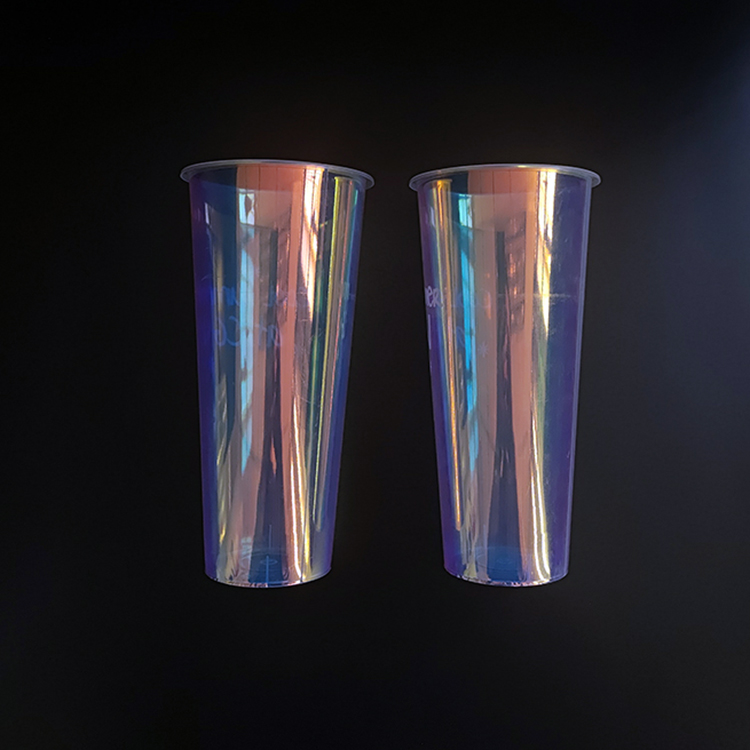 Disposable 24 oz Custom In-Mold-Labeling pp plastic bubble tea cups - Rainbow films