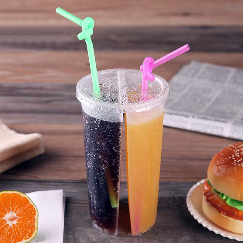 Disposable Bubble Tea pp Plastic Double grid Share Cups