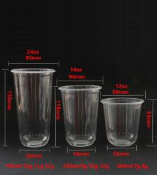 Milk Tea Smoothie Disposable Plastic Cups Round Shape 500ml 650ml